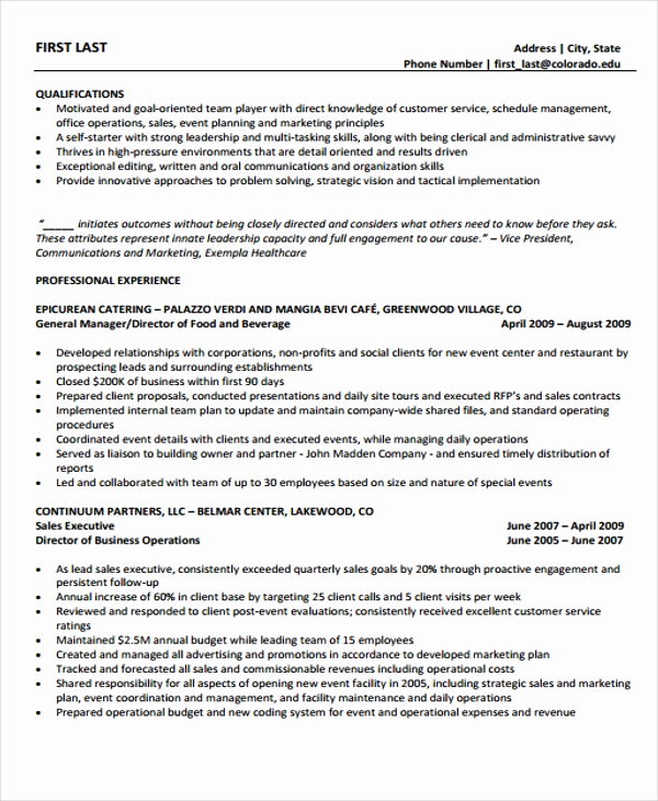 Director Of Operations Resume Best Of 8 Director Operations Resume Templates Pdf Doc
