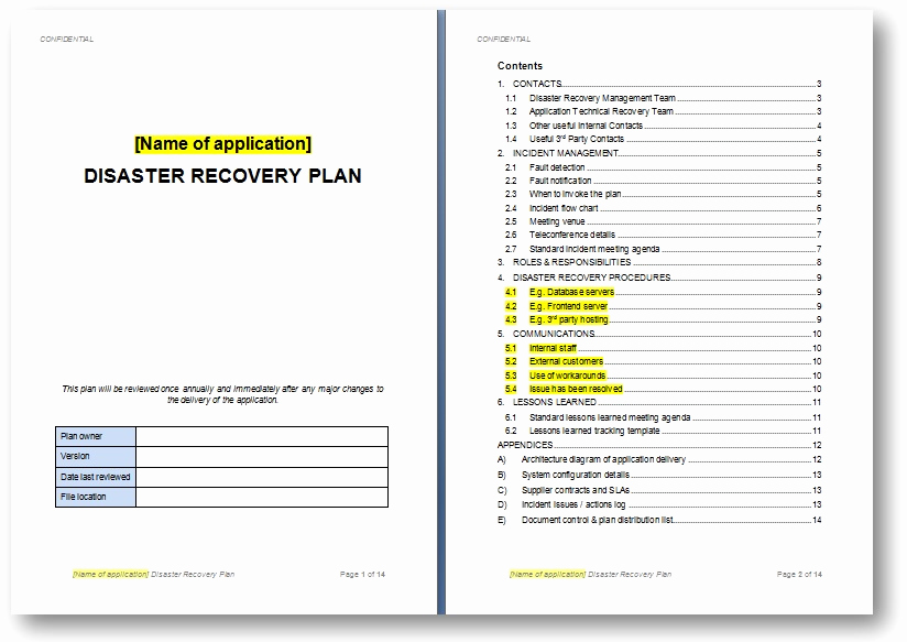 Disaster Recovery Plan Example Inspirational Templates the Continuity Advisorthe Continuity Advisor
