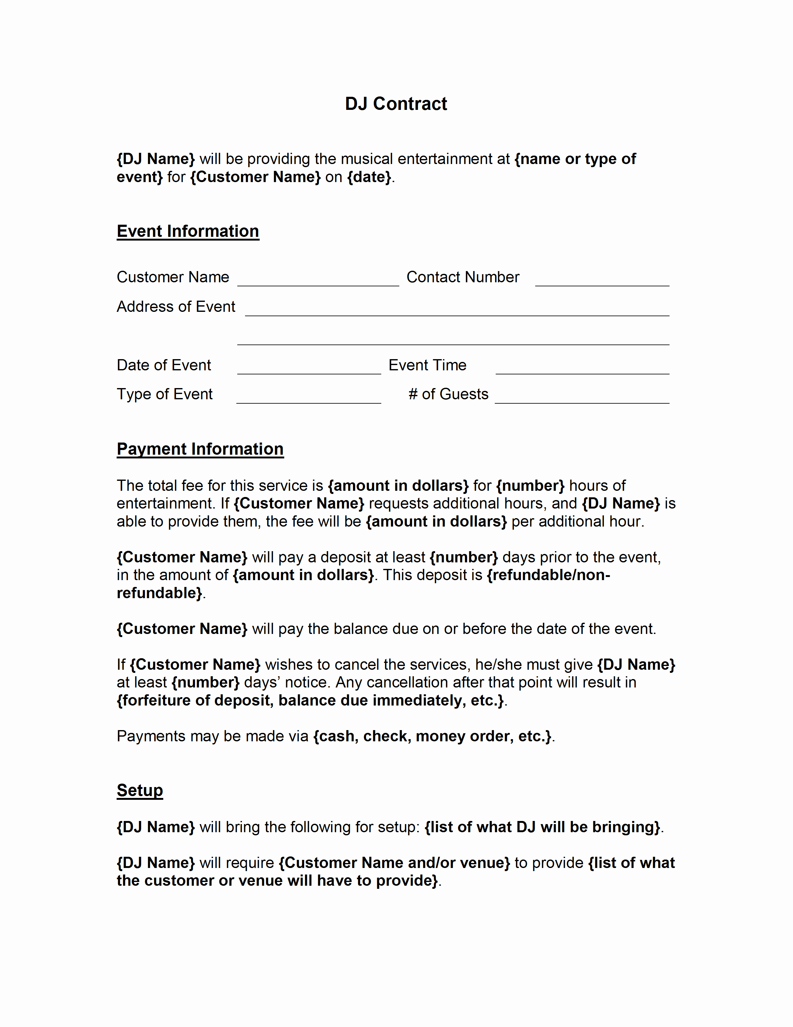 Disc Jockey Contracts Template Lovely Dj Contract Template