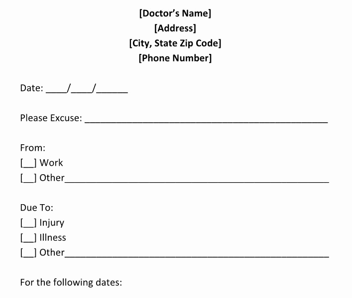 Doctor Excuse for Work Awesome 25 Free Doctor Note Excuse Templates Template Lab