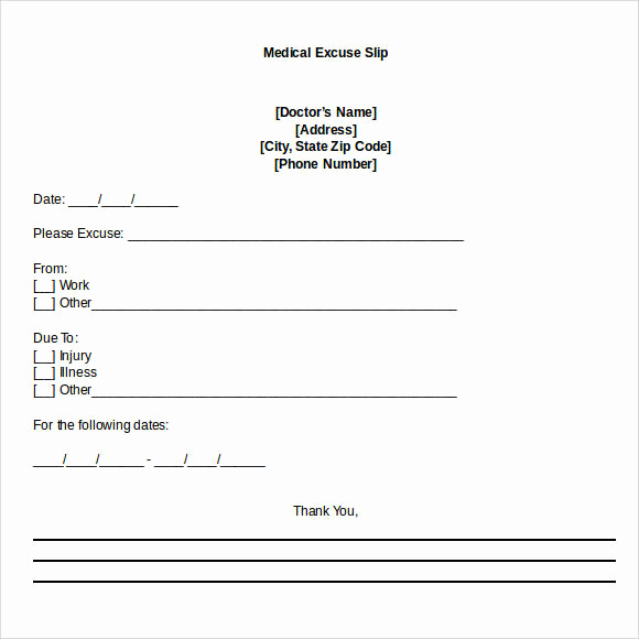 Doctor Excuse for Work Fresh 36 Doctors Note Samples Pdf Word Pages