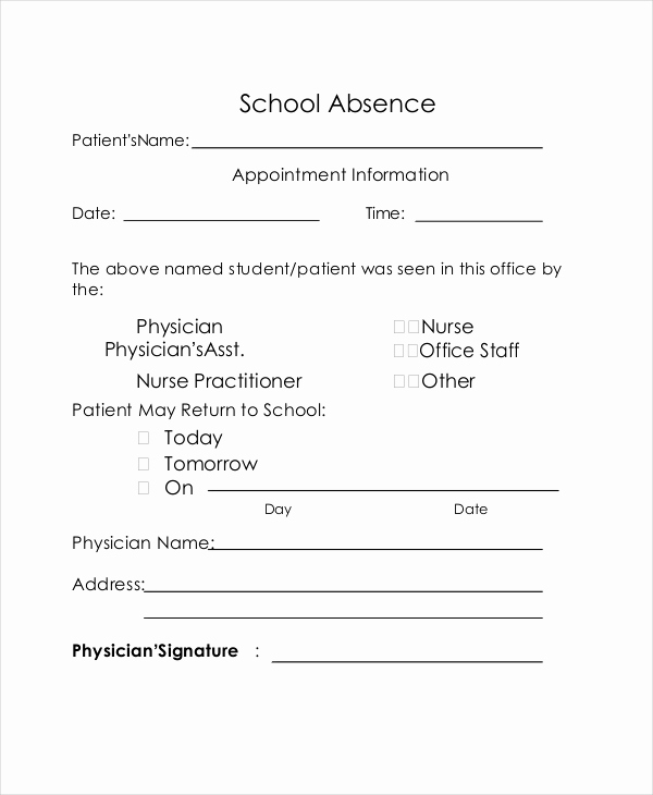Doctor Note for School Inspirational Doctors Note Template for School 6 Free Word Pdf