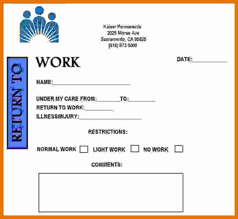 Doctor Notes for Work Free Lovely 9 10 Fake Doctors Note Kaiser Permanente