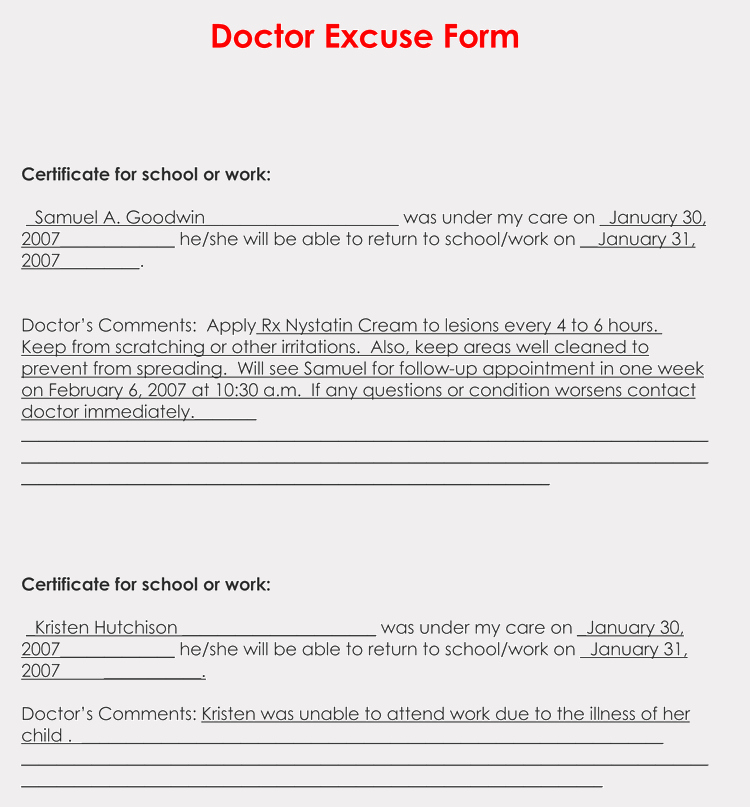 Doctor Notes for Work Unique 36 Free Fill In Blank Doctors Note Templates for Work