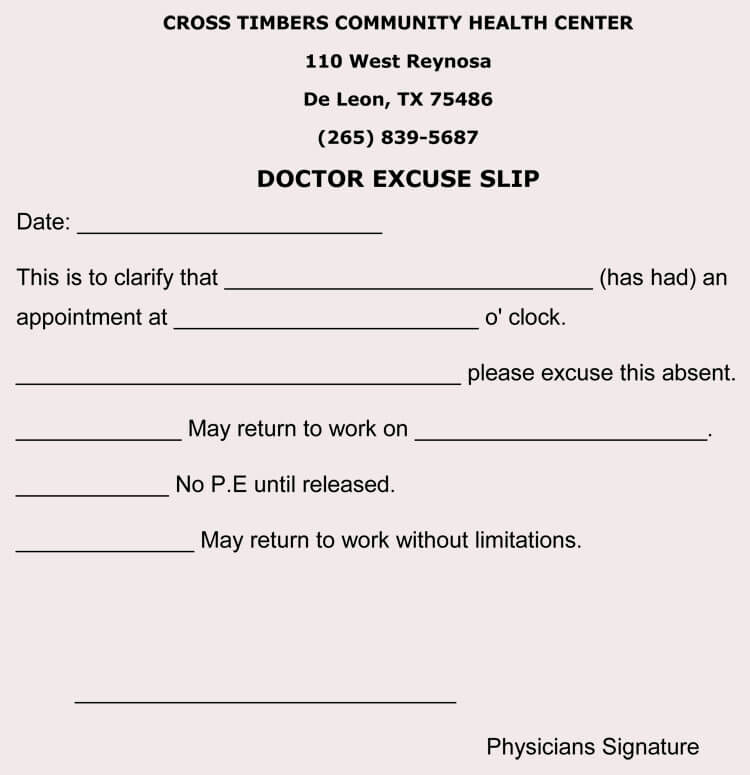 Doctors Excuse for Work Lovely Creating Fake Doctor S Note Excuse Slip 12 Templates