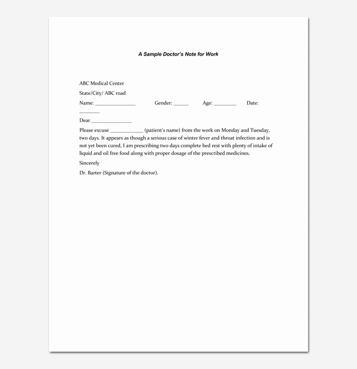 Doctors Excuse for Work Pdf Awesome Doctors Note Template 7 Fillable Notes for Word &amp; Pdf