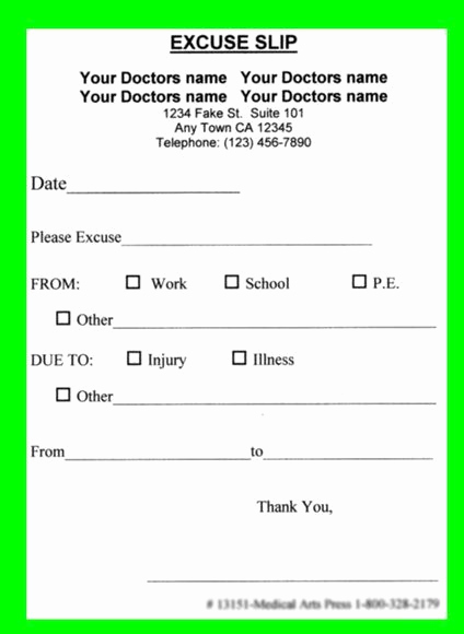 Doctors Note for Work Absence Awesome Print A Doctors Note