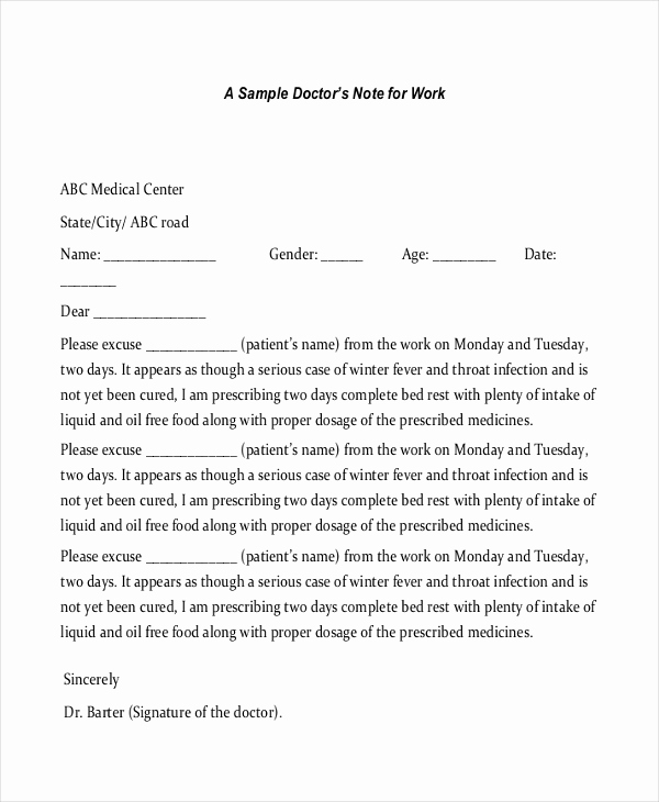 Doctors Note for Work Pdf Awesome Sample Doctors Notes 8 Free Documents In Pdf Doc