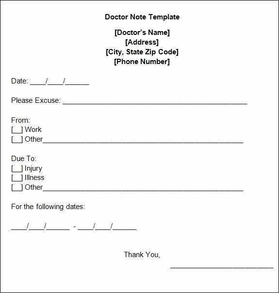 Doctors Note Template for Work Elegant Doctors Note for Work