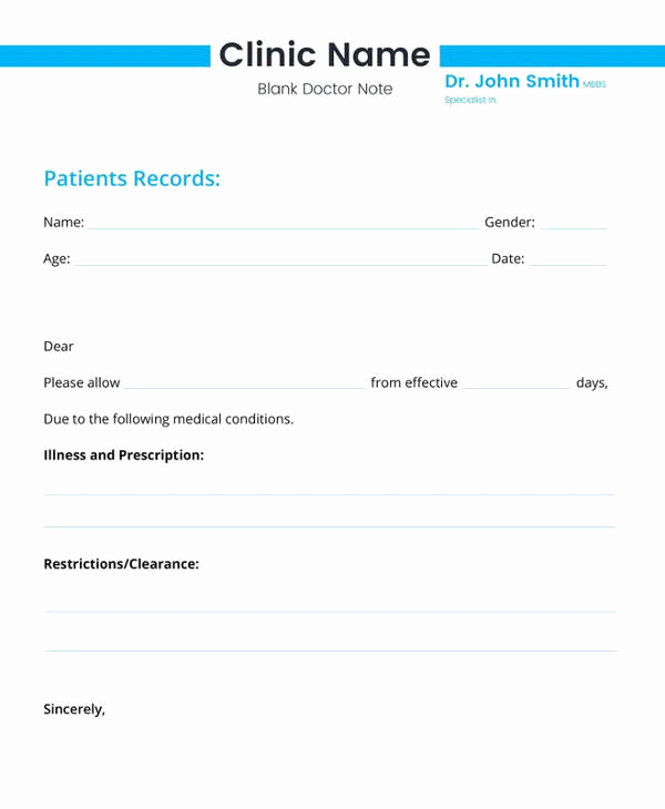 Doctors Note Template Microsoft Word Luxury 34 Doctors Note Samples – Pdf Word Pages Portable
