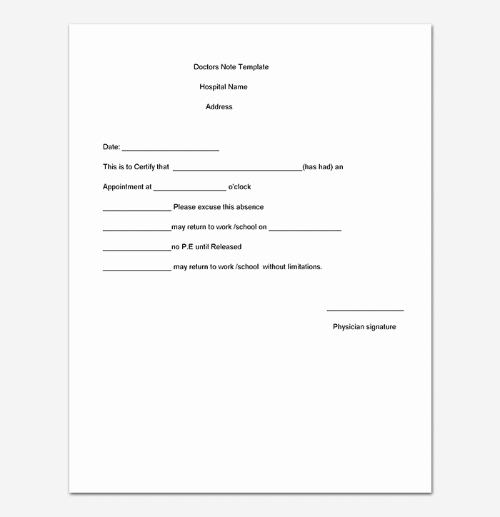 Doctors Note Template Pdf Best Of Medical Note Template 30 Doctor Note Samples