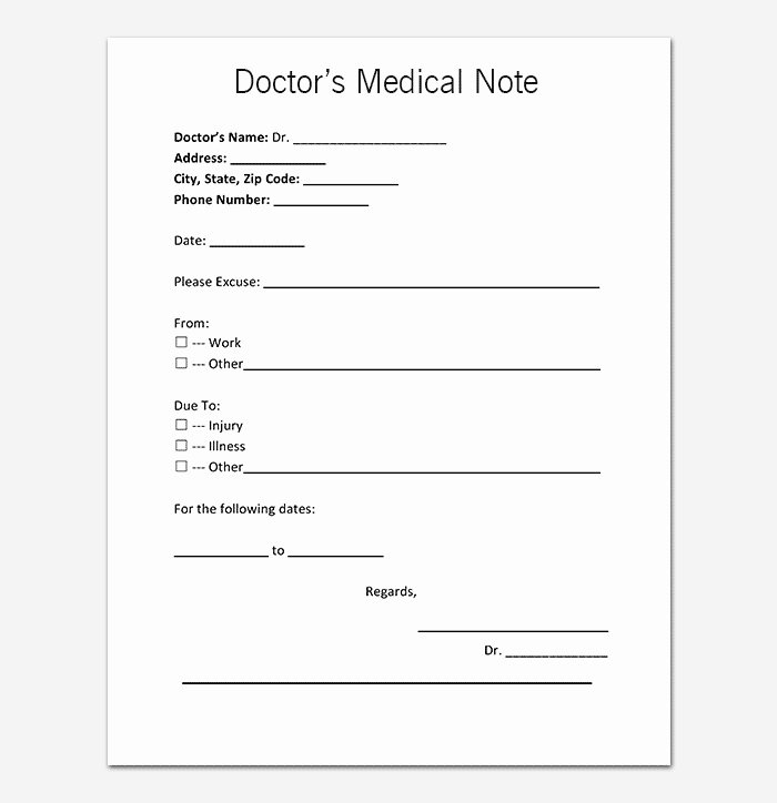 Doctors Note Template Pdf Luxury Medical Note Template 30 Doctor Note Samples