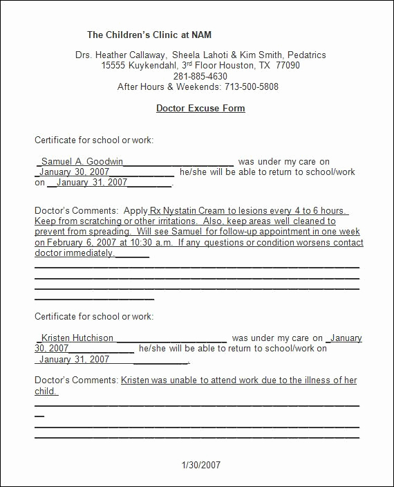 Doctors Note Template Pdf Unique Sample Doctor Note 30 Free Documents In Pdf Word