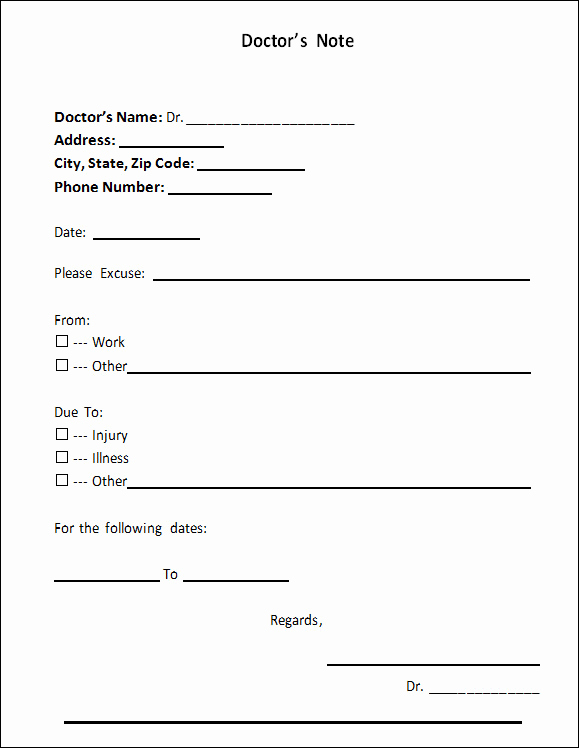 30 Doctors Notes For Missing Work