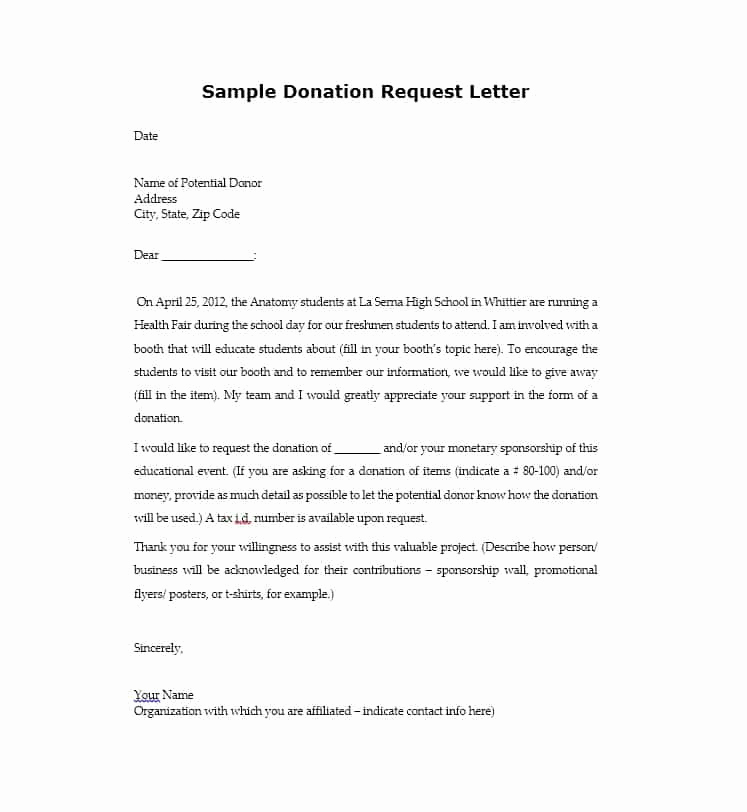 Donation Request Letter Template Lovely 43 Free Donation Request Letters &amp; forms Template Lab