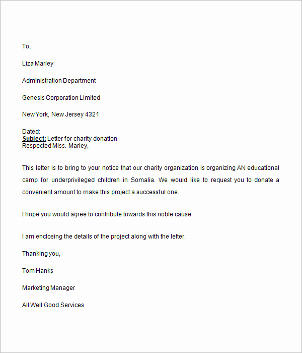 Donation Request Letter Template New Donation Request Letter 8 Free Download for Word