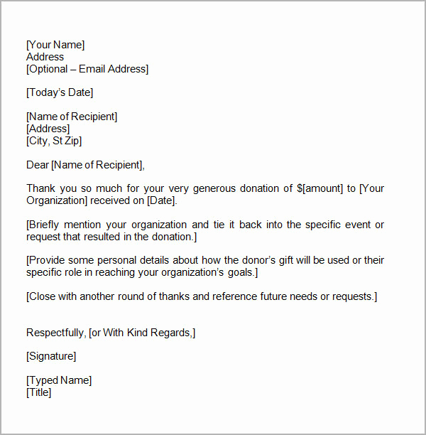 Donation Thank You Letter Template Beautiful 10 Thank You Letters for Donation Samples Pdf Doc