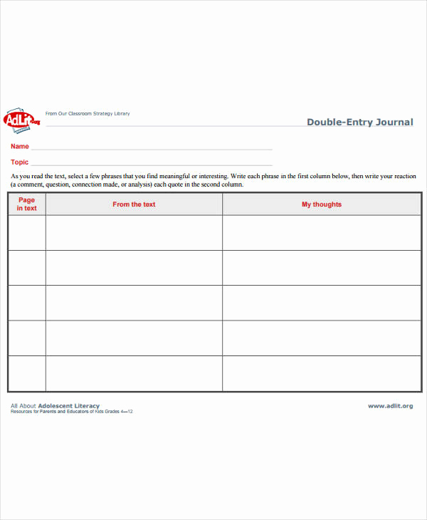 Double Entry Journal Template Inspirational 10 Double Entry Journal Templates Pdf Doc