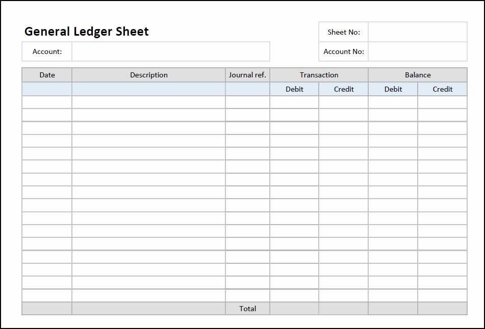 Double Entry Journal Template New General Ledger Sheet Template