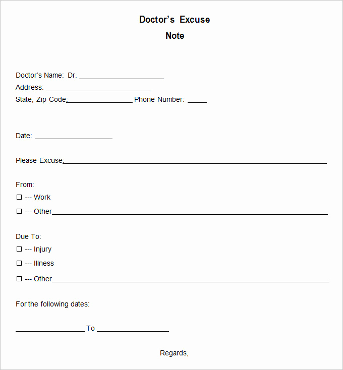 Dr Excuse for Work Luxury 9 Doctor Excuse Templates Pdf Doc