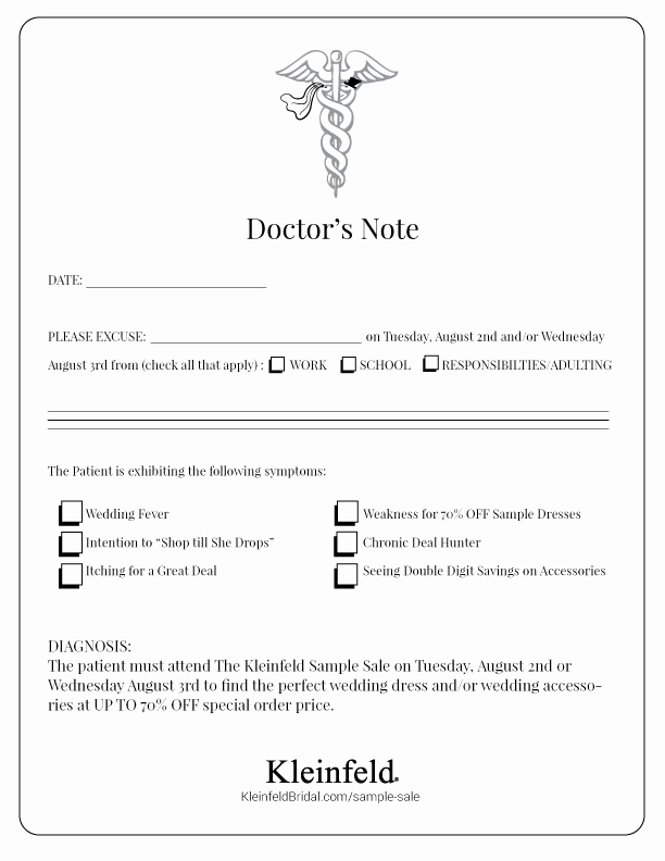 Dr Note for Work Lovely Sample Sale Doctor’s Note