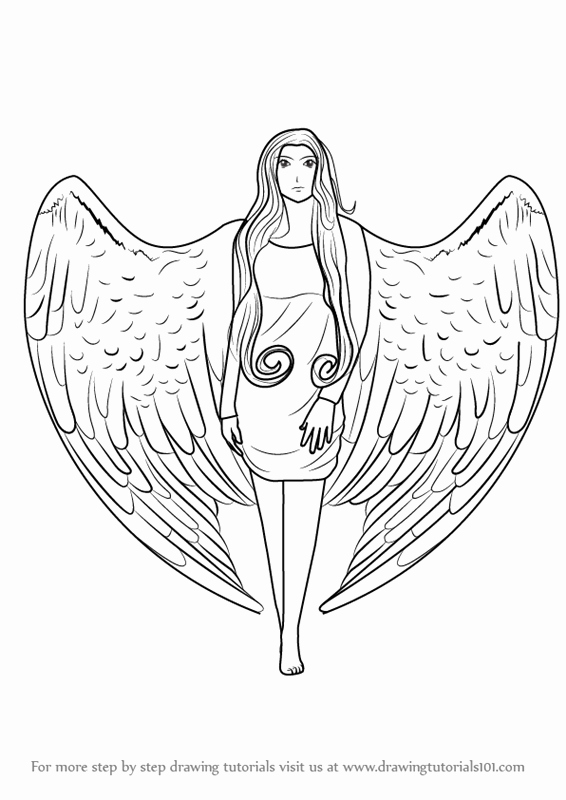 Drawing Of Angels Wings Awesome Learn How to Draw An Angel with Wings Angels Step by