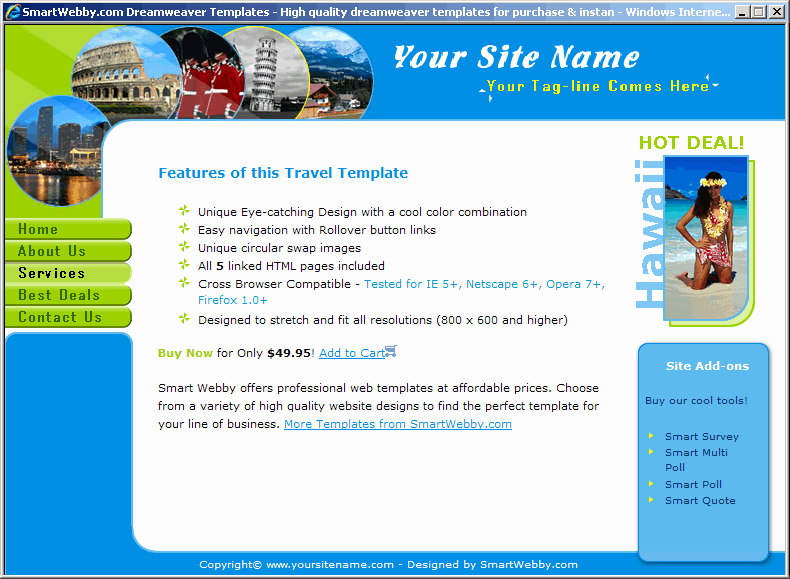 Dream Weaver Web Template Awesome Fun Colors Travel Template