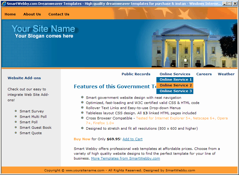Dream Weaver Web Templates Elegant Government Web Template