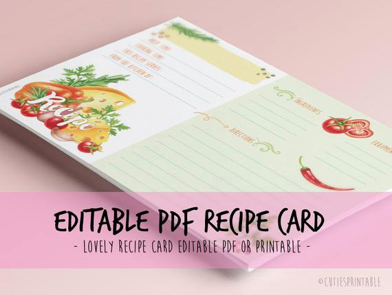 Editable Recipe Card Template Fresh Recipe Card Shower Kitchen Editable Pdf Instant Download