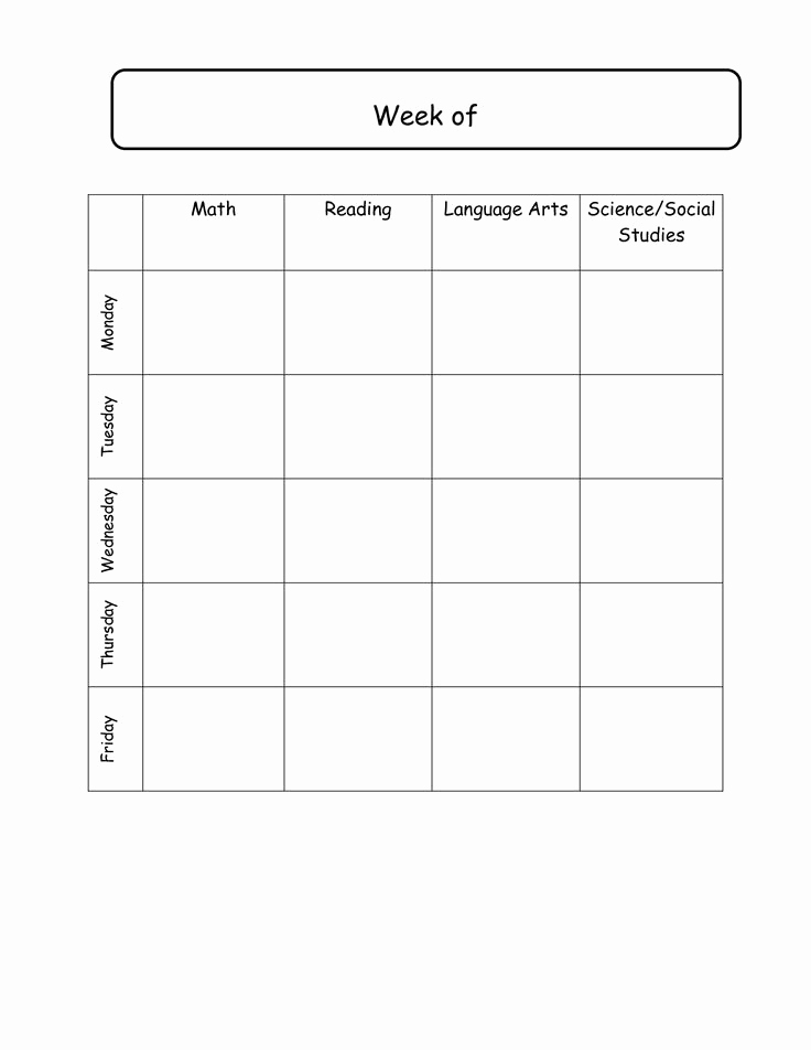 Elementary Lesson Plan Template New Elementary School Daily Schedule Template