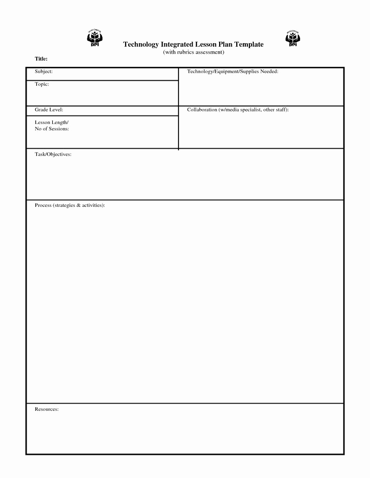 Elementary Lesson Plan Template Unique This Blank Customizable Printable Lesson Plan form is