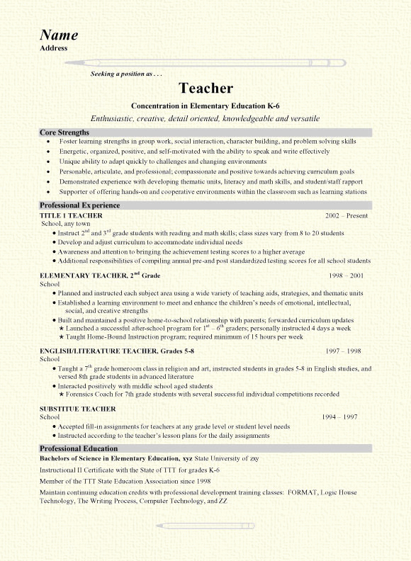Elementary School Teacher Resume Lovely Grade School Teacher Resume Example