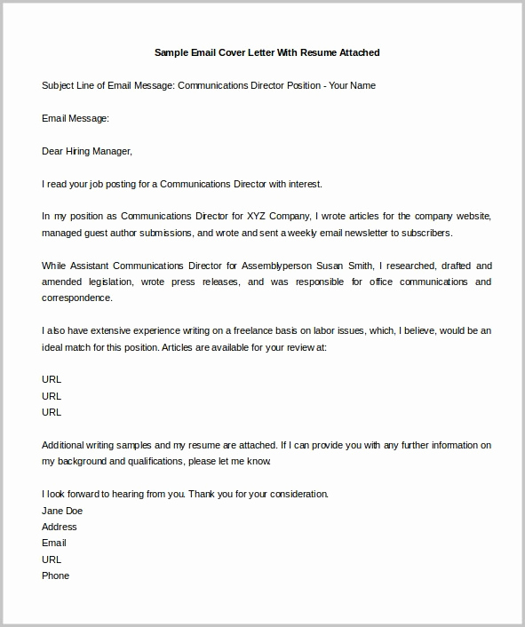 Email Cover Letter Example Awesome Email Cover Letter Samples for A Resume Submission Cover