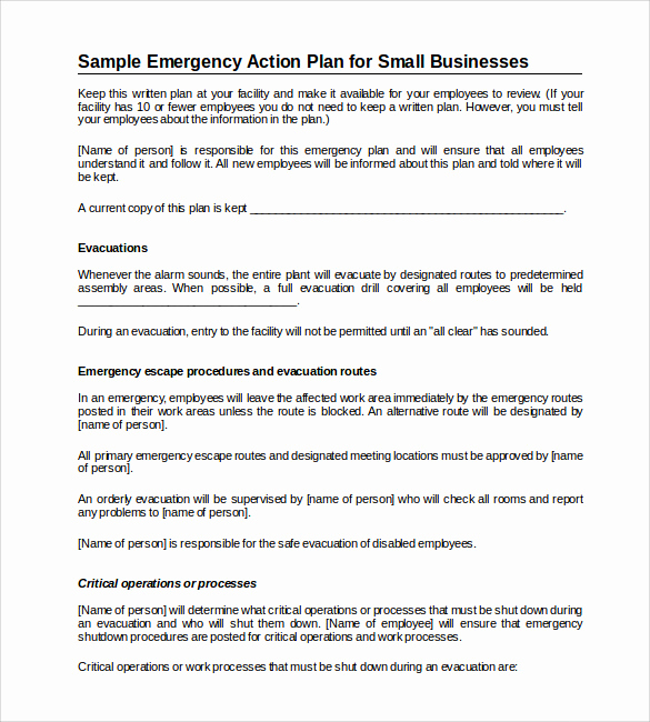 Emergency Action Plans Examples New Sample Emergency Action Plan 11 Free Documents In Word Pdf