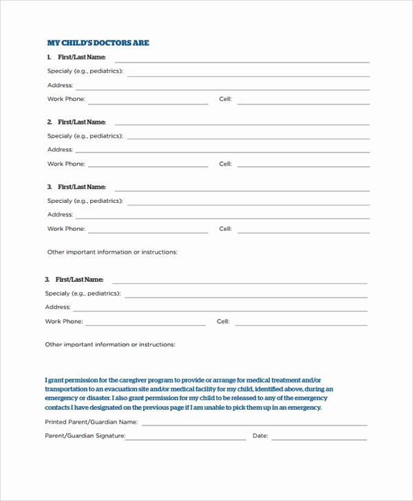 Emergency Contact form Template Elegant 9 Sample Contact forms