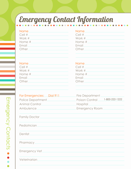 Emergency Contacts form Templates Best Of organizing Planner the Harmonized House Project