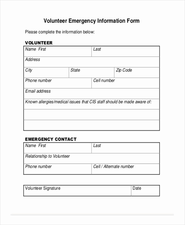 Emergency Contacts form Templates Inspirational 34 Emergency Contact forms