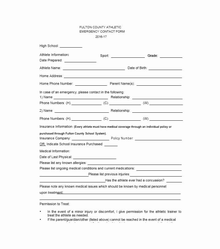 Emergency Contacts form Templates Unique 54 Free Emergency Contact forms [employee Student]