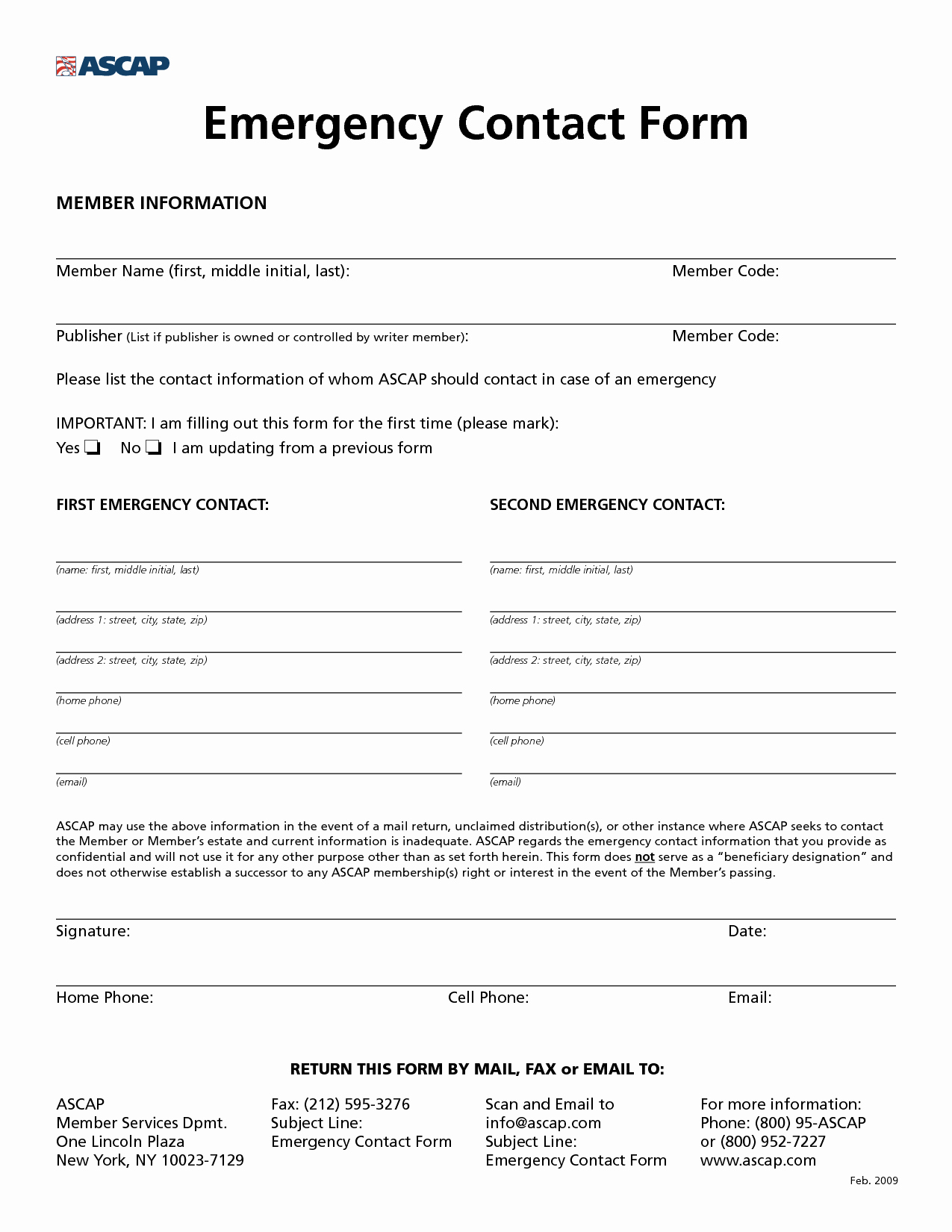 Emergency Contacts form Templates Unique 8 Best Of Printable Employee Information form New