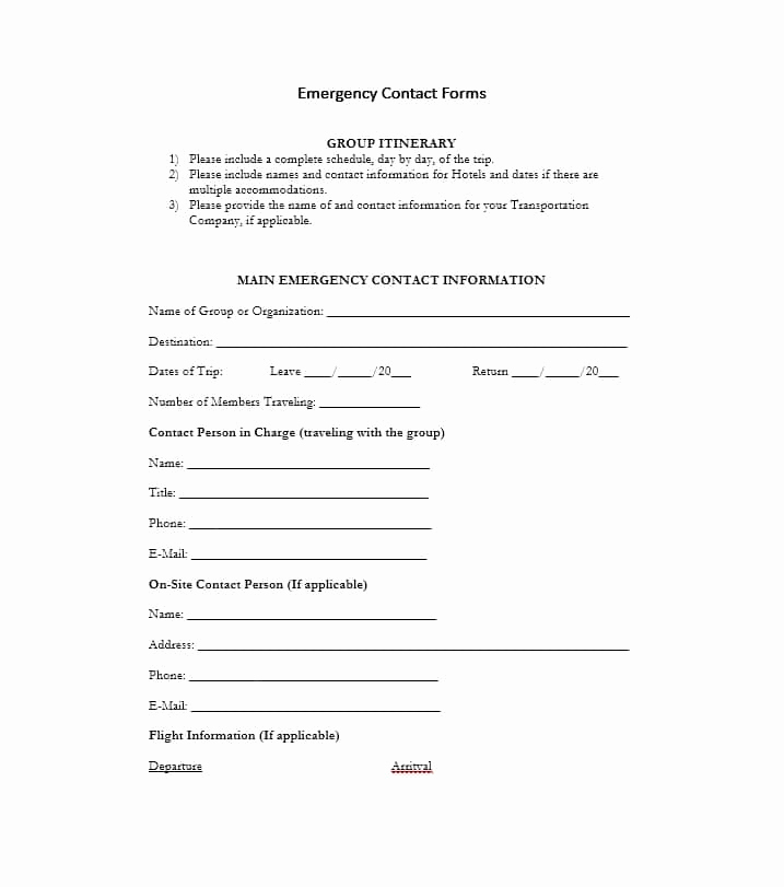 Employee Emergency Contact form Awesome 54 Free Emergency Contact forms [employee Student]