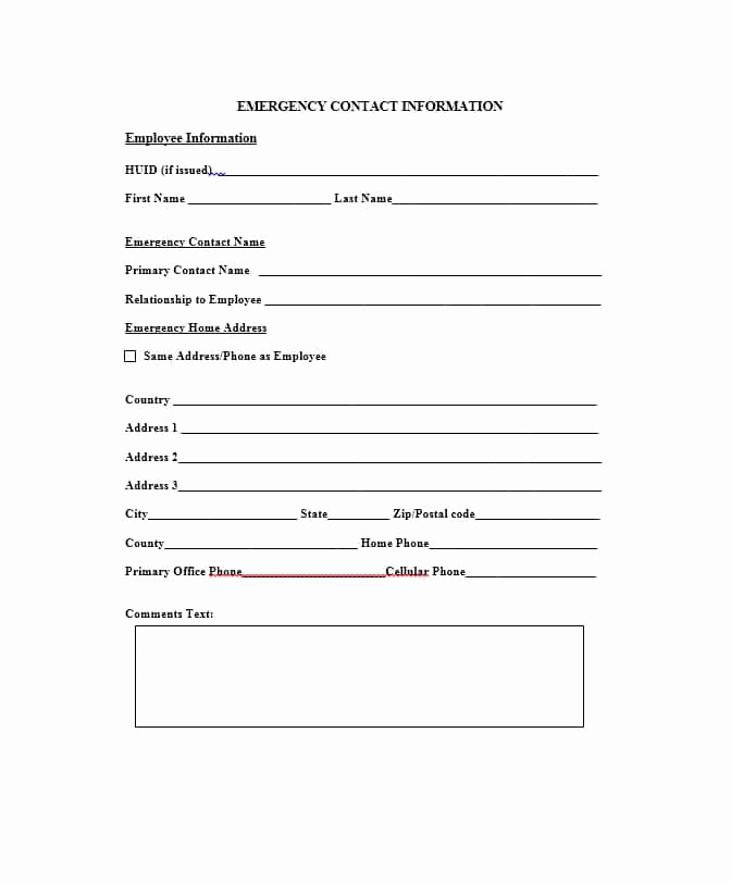 Employee Emergency Contact forms New 54 Free Emergency Contact forms [employee Student]