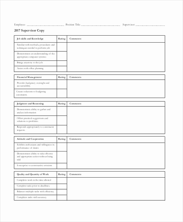 Employee Evaluation form Pdf Awesome 25 Free Employee Evaluation forms