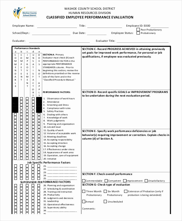 Employee Evaluation form Pdf Awesome Employee Evaluation form In Pdf