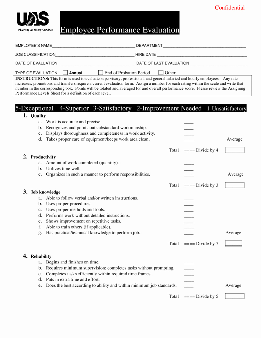 Employee Evaluation form Pdf Elegant 2019 Employee Evaluation form Fillable Printable Pdf