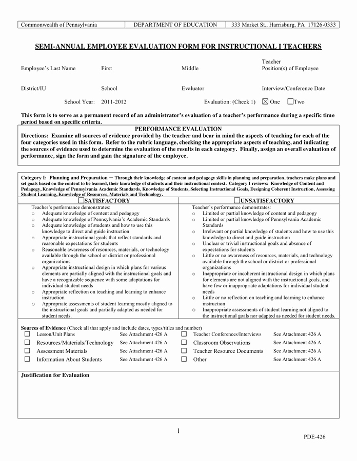 Employee Evaluation form Pdf Fresh Employee Evaluation form In Word and Pdf formats