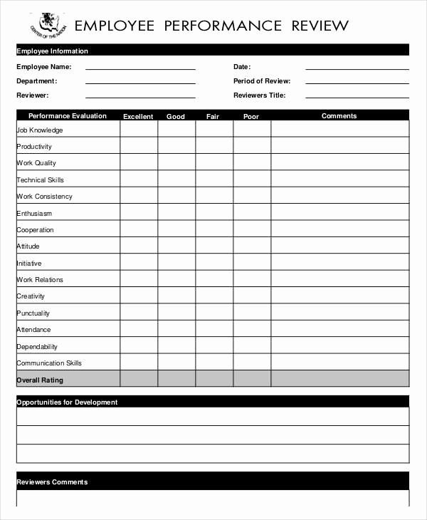 Employee Evaluation form Pdf Lovely Employee Evaluation form In Pdf