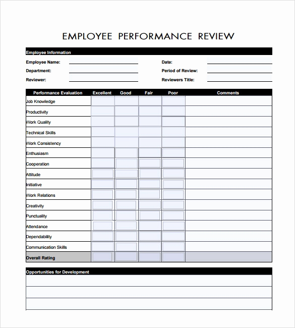 Employee Evaluation form Pdf New 7 Employee Review Templates – Pdf Doc