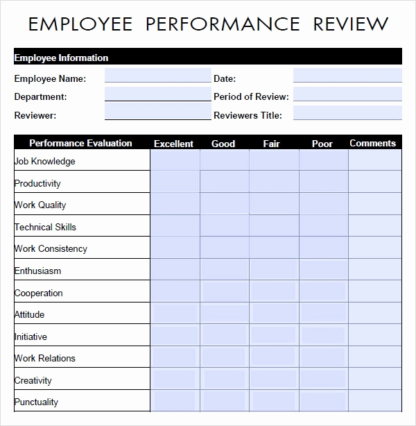 Employee Evaluation form Template Word Best Of Performance Evaluation 9 Download Free Documents In Pdf