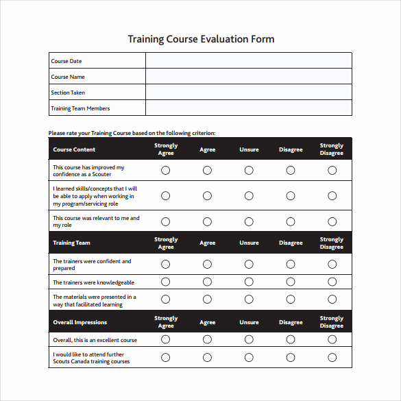 Employee Evaluation form Template Word Fresh 15 Sample Training Evaluation forms Pdf