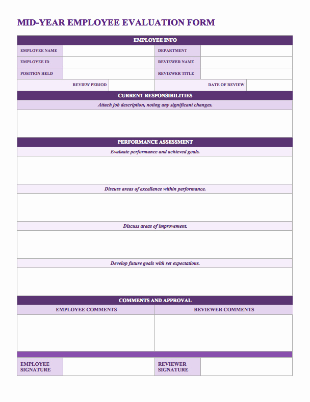 Employee Evaluation form Template Word Fresh Free Employee Performance Review Templates Smartsheet